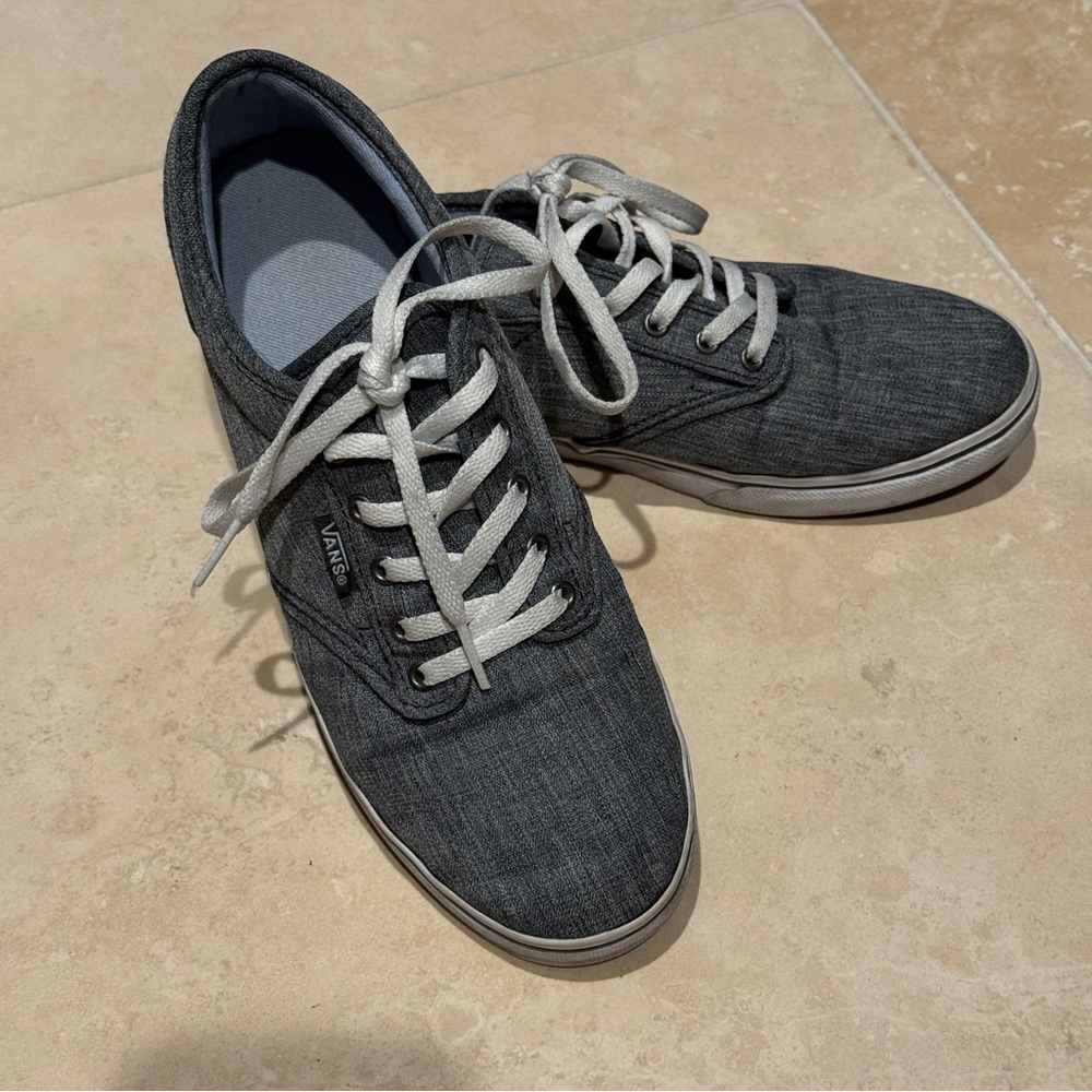 Vans Gray and White Sneakers Classic Skateboard Style